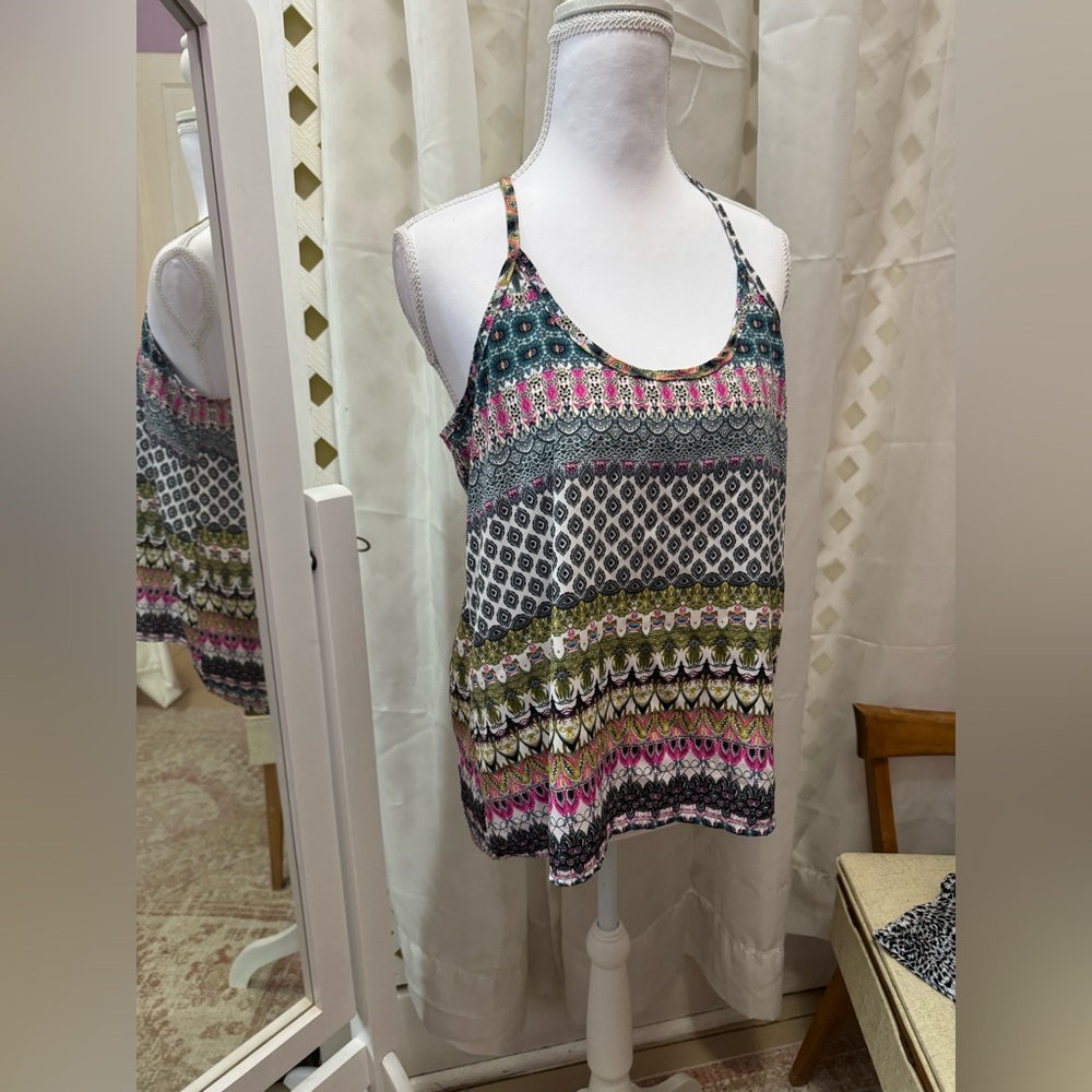 B Jewel Patterned Camisole with Pink and Green Hues